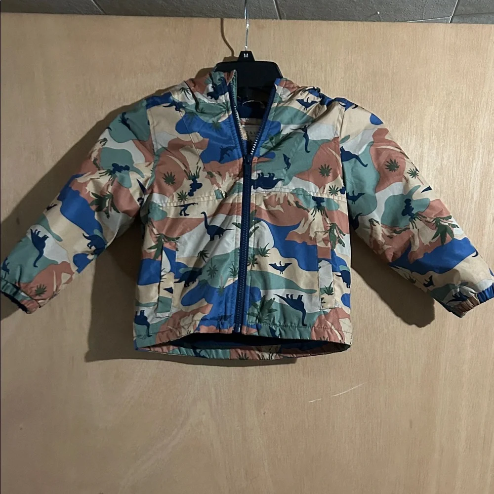 Carter’s Kids' Camo Hooded Fleece Lined Jacket with Dinosaur Print